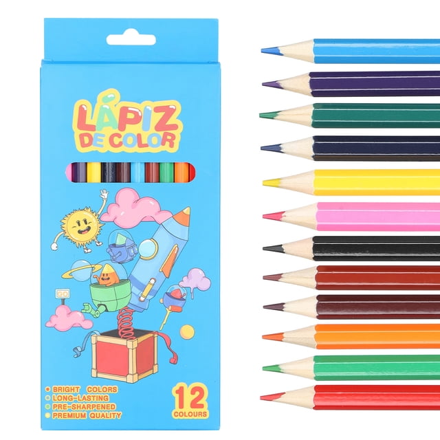 12 colores de madera para niños, pintura, dibujo, lápiz, escuela, hogar, Graffiti, lápiz de Color