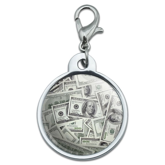 Hundred Dollar Bills Money Currency Small Metal ID Pet Dog Tag