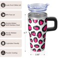 thumbnail image 3 of Leopard 20oz Stainless Steel Tumbler with Handle and Straw – Insulated Travel Cup with Sliding Lid, 360° Full Wrap Printed Mug for Home, Outdoor & Sports Use, 3 of 6