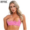thumbnail image 2 of Bralette de lencería con pecho abierto para mujer, ropa interior Sexy de charol con aspecto húmedo, copas abiertas con aros, Tops con sujetador con muesca en V, 2 of 5