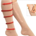 thumbnail image 3 of 2 Pairs Zipper Compression Socks Open Toe Compression Stockings with Zipper Support Socks for Women Compression Knee High Compression Socks for Women Men, Walking Running, 3 of 9