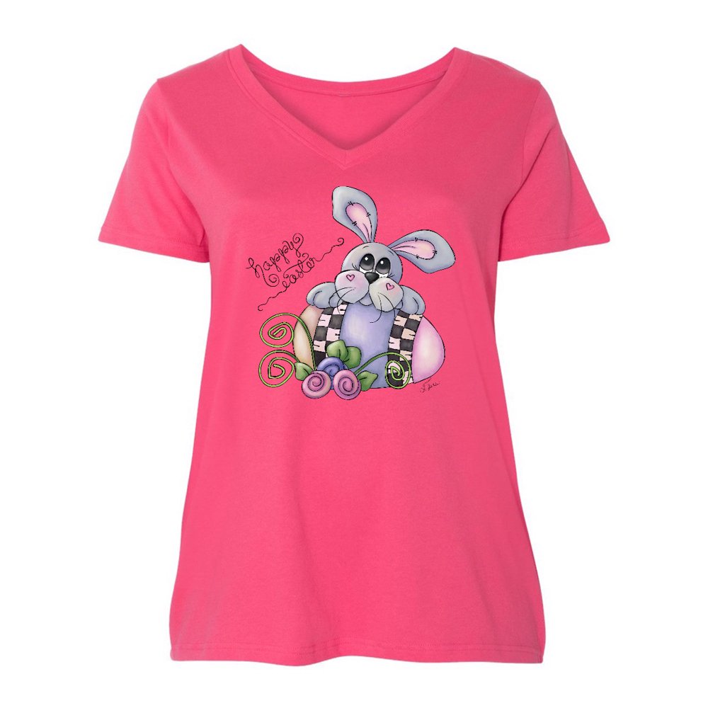 INKtastic - Happy Easter Bunny Rabbit Women's Plus Size V-Neck ...