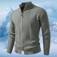 thumbnail image 2 of Ribbed Textured Knit Sweater Coat Stand Collar Long Sleeve Warm Outerwear For Autumn Winter Season Comfortable Soft Fabric Men Casual Dress Sweater Long Sleeve Hoodie Mens Long Hooded Sweatshirt, 2 of 4
