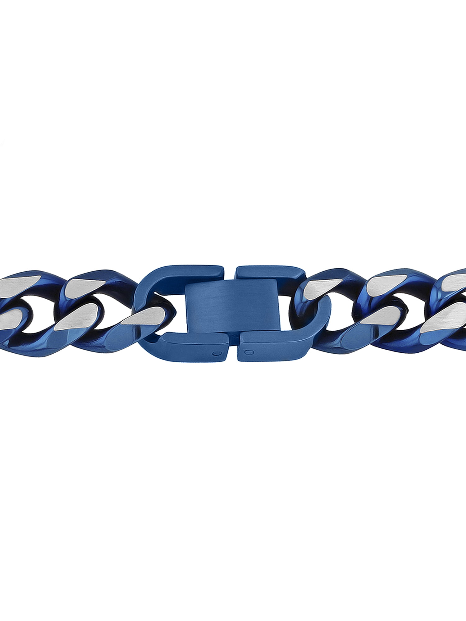 Men's Two-Tone Blue Stainless Steel 24" Curb Link Chain Necklace