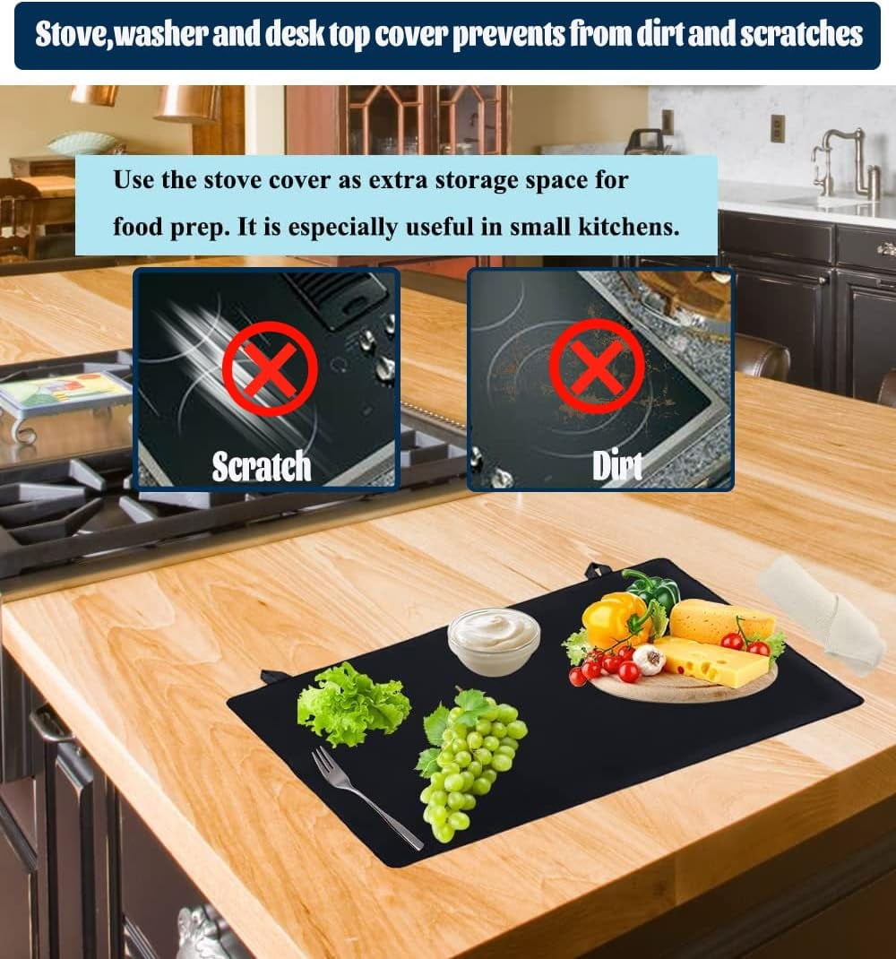 Extra Large Electric Cooktop Cover, Anti-Slip Waterproof Flat Top Oven Cover Mat, Glass Stove Top Protector, Expand Stove Space