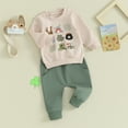 thumbnail image 6 of Douhoow Baby Boy Spring Outfits Long Sleeve Clover Letter Print Pullover Elastic Waist Pants 2Pcs Fall Clothes, 6 of 9