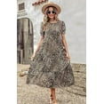 thumbnail image 6 of PRETTYGARDEN Women's Summer Casual Boho Dress Floral Print Ruffle Puff Short Sleeve Flowy Midi Beach Party Dresses, 6 of 8