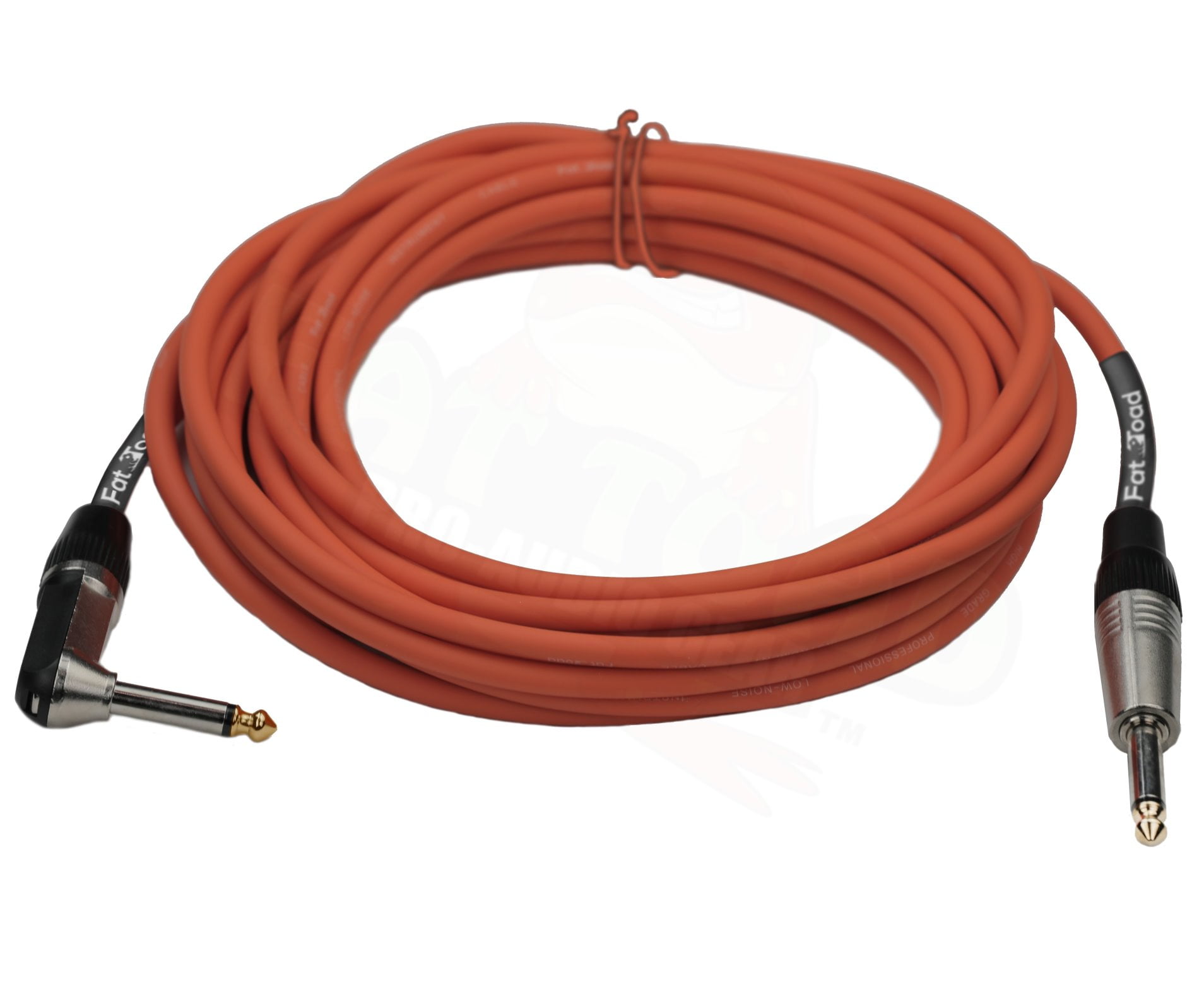 Right-Angled Guitar Cables (24-Pack) by FAT TOAD | 20FT 1/4-Inch Straight-End 24GA Instrument Cords for Electric Guitar, Bass, Pedal, Keyboard, Speaker Amplifier & Studio Recording