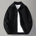 thumbnail image 3 of ZCFZJW Full Button up Jackets for Men Trendy Fall Long Sleeve Twist Cable Knit Open Front Cardigan Sweater Tops Lapel Collared Pullover with Pockets Black XXL, 3 of 5