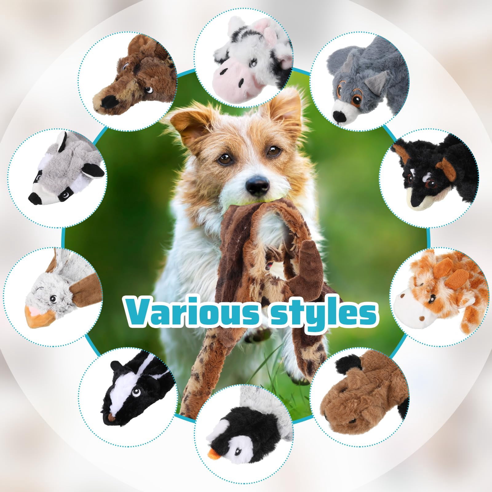 10 Soft Dog Squeaky Toys No Stuffing Crinkle For Aggressive Chewers Durable Plush Puppy Squeak Animals Small Medium Large Pets  10 Styles (classic Style)
