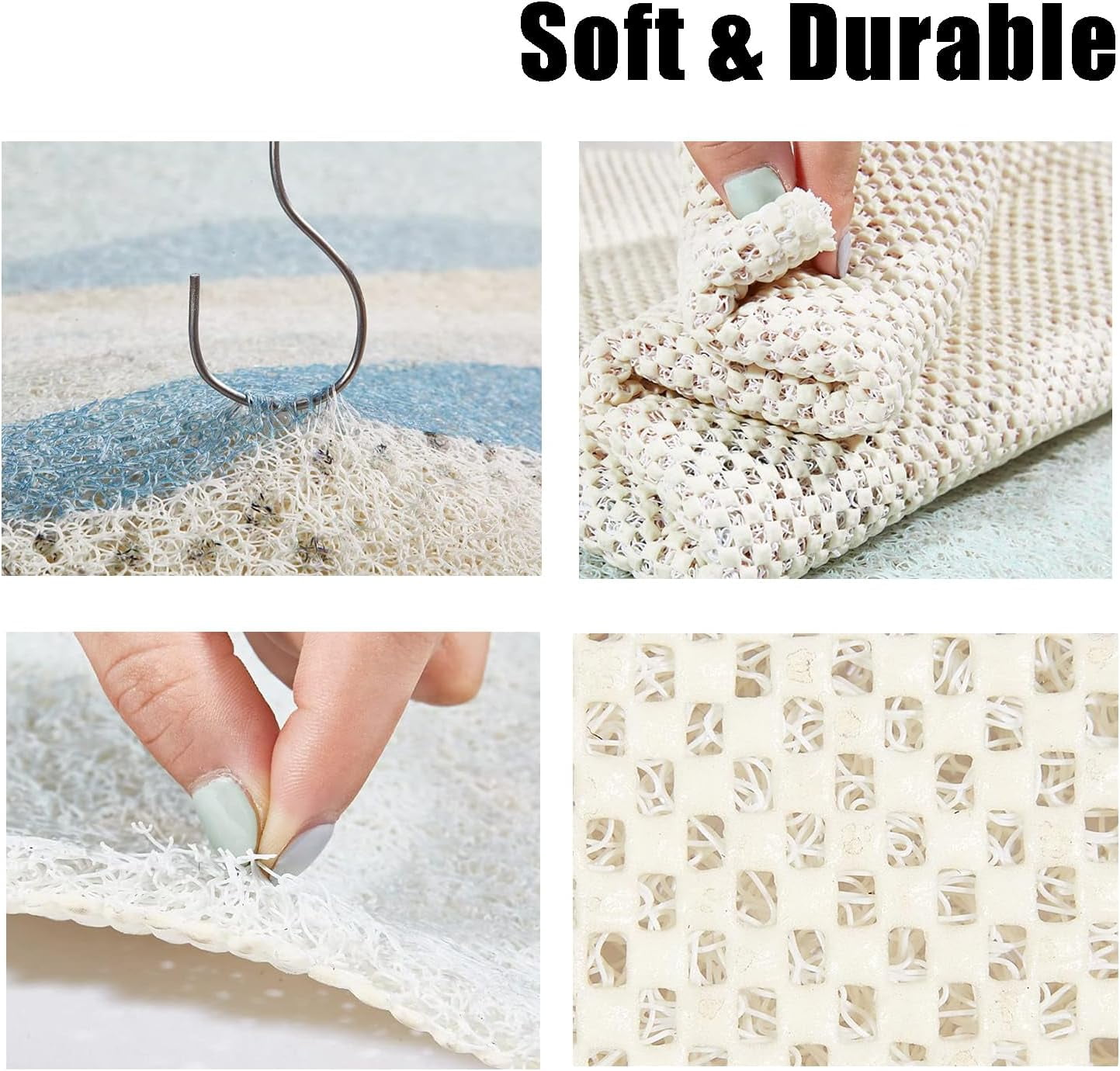 Shower Mat,Safety Comfort Shower Mat Anti Slip with Drain, Machine Washable,Round Bath Mat, 24x24 Inches (Light Blue)