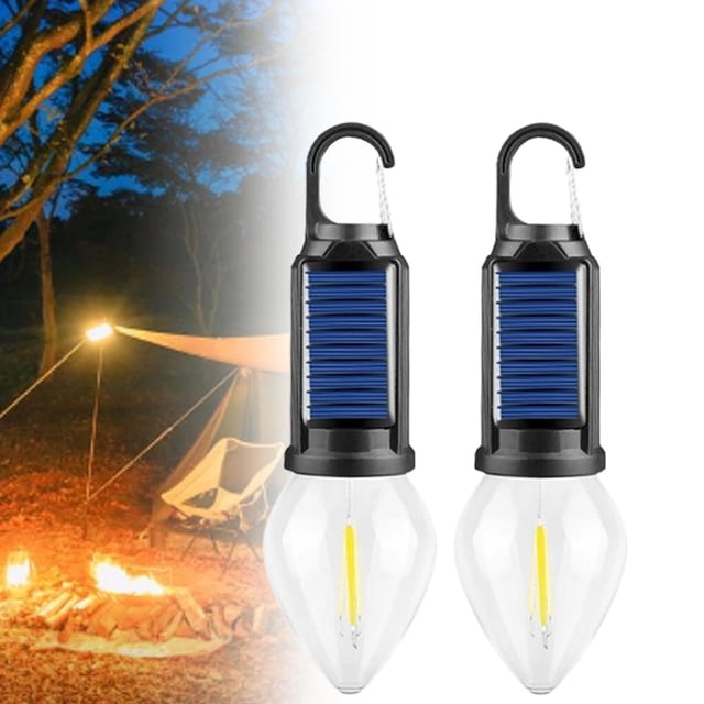 Luz que acampa LED enganchada recargable solar de 2 piezas, luces solares de la tienda USB recargable