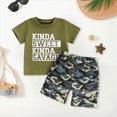 thumbnail image 2 of KPOPLK Baby Boys Toddler Clothes 2pcs Summer Graphic Print Short Sleeve T-Shirt Tee Clothing Elastic Waist Shorts Set with Pockets(4-5 Years,Dark Green), 2 of 4