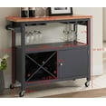 thumbnail image 6 of Jose Portable Kitchen Island Serving Cart With Storage Cabinet & Wine Rack, Gray & Natural Wood, Transitional, 6 of 7