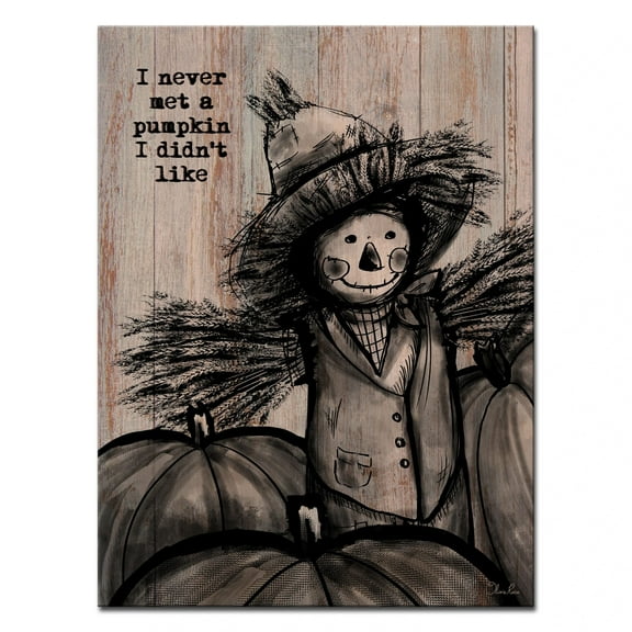 Brown and Black Pumpkin Patch Scarecrow Fall Rectangular Cotton Wall Art Decor 16" x 12"