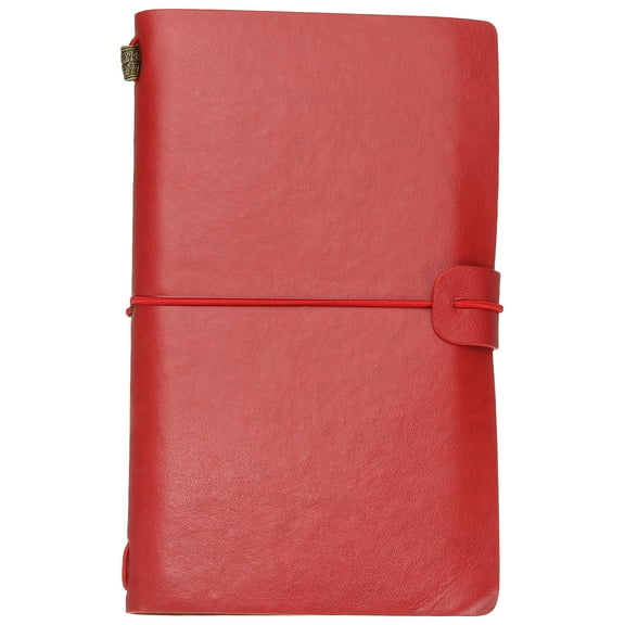Uxcell1 Pcs Vintage Retro PU Leather Notebook, Refillable Notepaper Travel Journal Notebook for Travel Diary Planner, Red