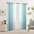 thumbnail image 2 of XWZO Faux Linen Ombre Sheer Curtains 84 inches Long, Light Gradient Semi Sheer Curtains for Bedroom and Living Room, Set of 2 Grommet Window Curtain Panels, 52 x 84 Inches, Teal, 2 of 9