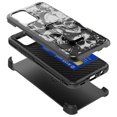 thumbnail image 3 of DALUX Card Holster Kickstand Phone Case Compatible with Galaxy A02S (2021) 6.5 inch - Gray Skull Pile, 3 of 3