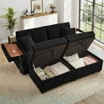 thumbnail image 2 of Muumblus Loveseat Sectional Sofa with 2 Storage Ottomans, Modular Cloud Couch with 2 Side Tables & USB, Plush Double Chaise Lounge Sofa Bed Indoor, Black Corduroy, 2 of 12