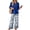 #1 Blue Boho Floral, variant on Two Piece Sets for Women 3/4 Length Sleeve Outfits Summer Fall 2026 Vacation Boho Beach Wide Leg Pants Clothing Matching Sets