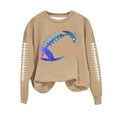thumbnail image 4 of Craaazy Long Sleeve Shirts For Women Casual Solid Color Crewneck Sweatshirts Rugby Printed Shirt Pullover Sweatshirts Gifts For Women, 4 of 4