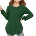 thumbnail image 2 of Curuila Toddler Girls Top Long Sleeve Solid Color Crew Neck Tee Slim Fit Breathable Soft Versatile Shirt Dark Green Size 15-16 Years, 2 of 4