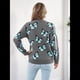 thumbnail image 4 of Suéteres de Punto con Estampado de Mariposas para Mujer, Informales, de Larga y Cuello Redondo Gris XL, 4 of 9