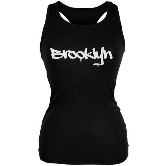 New York City Brooklyn Graffiti Black Juniors Soft Tank Top - Large