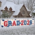 thumbnail image 3 of Red Blue Theme Grad 2026 Banner Graduation Cap Design Grad Ceremony Backdrop Stars Pattern Fireworks Decor 2026 Grad Background for Graduation Ceremony College Graduation Grad Party, 3 of 9