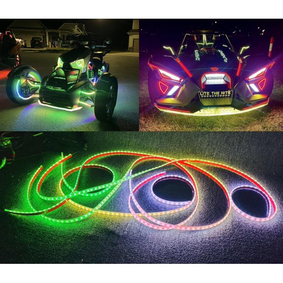 Tzvmny Lighting Factory - CHASING Dream Color Hood LEDs Lights Polaris Slingshot Underglow Strips 16PCS x4FT 48" Attractive IP68 Waterproof