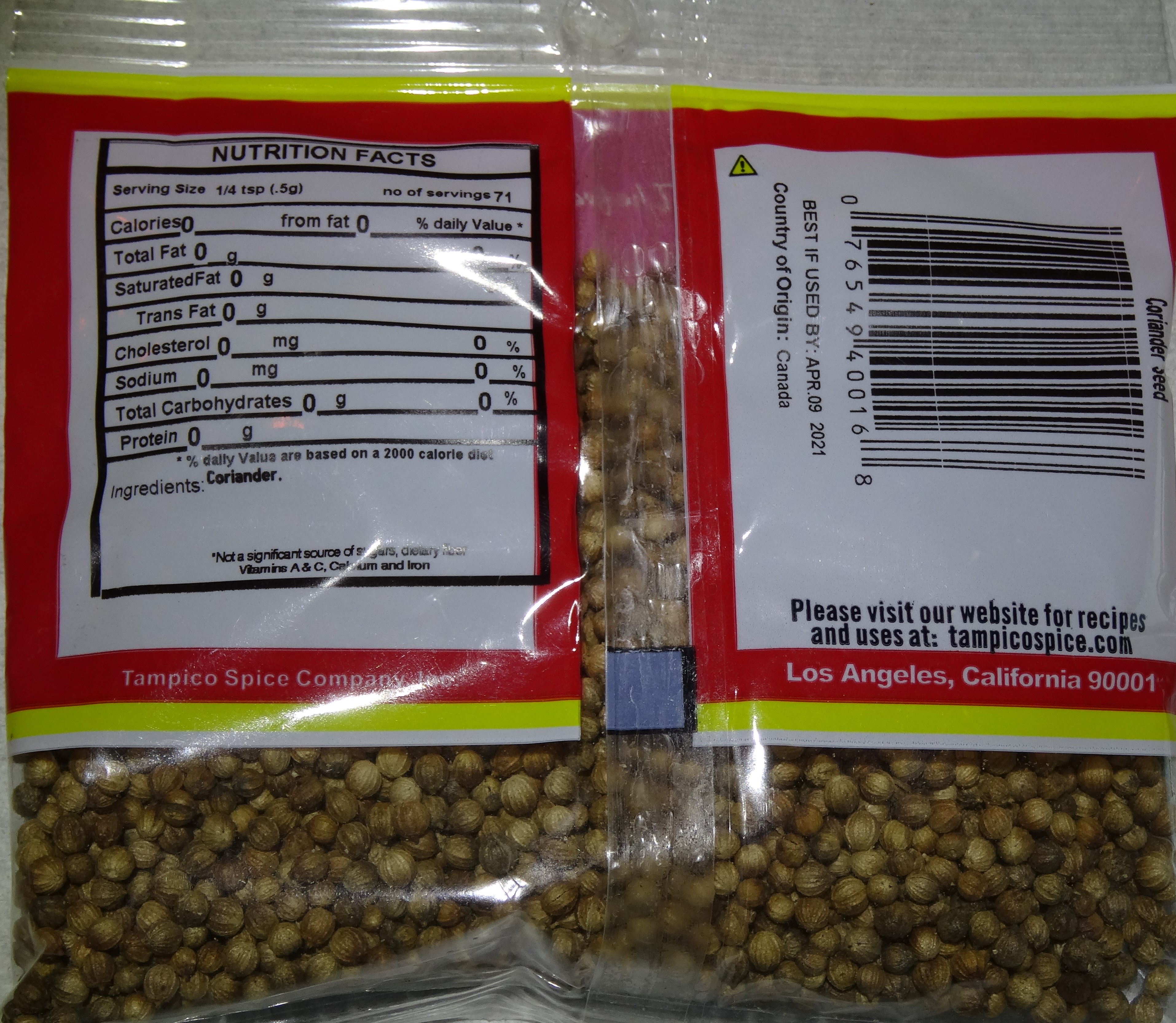 Tampico Coriander Seed, 1.25 oz