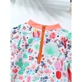 thumbnail image 6 of inlzdz Baby Girls Long Sleeve Ruffle Floral Print Swimsuit One Piece Zipper Swimwear Bathing Suit Rash Guard Orange 18-24 Months, 6 of 7