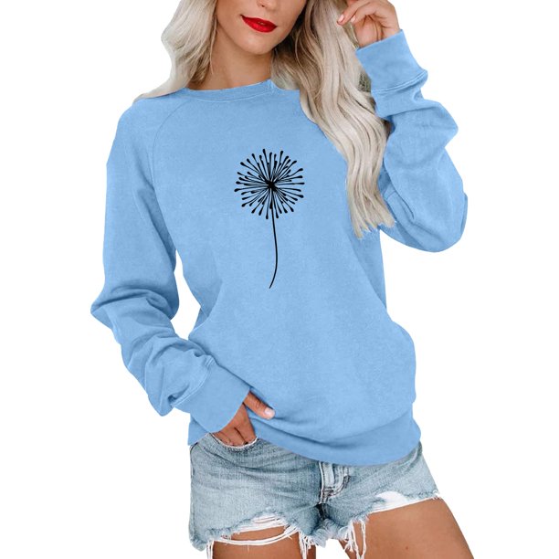 Gibobby Sudaderas para Mujer Sudaderas de Halloween para mujer playera casual de manga larga(Azul,CH)