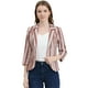 thumbnail image 2 of INSPIRE CHIC Blazer De Solapa Con Muescas Y Mangas 3/4 A Rayas Para Mujer Café marrón XL, 2 of 6