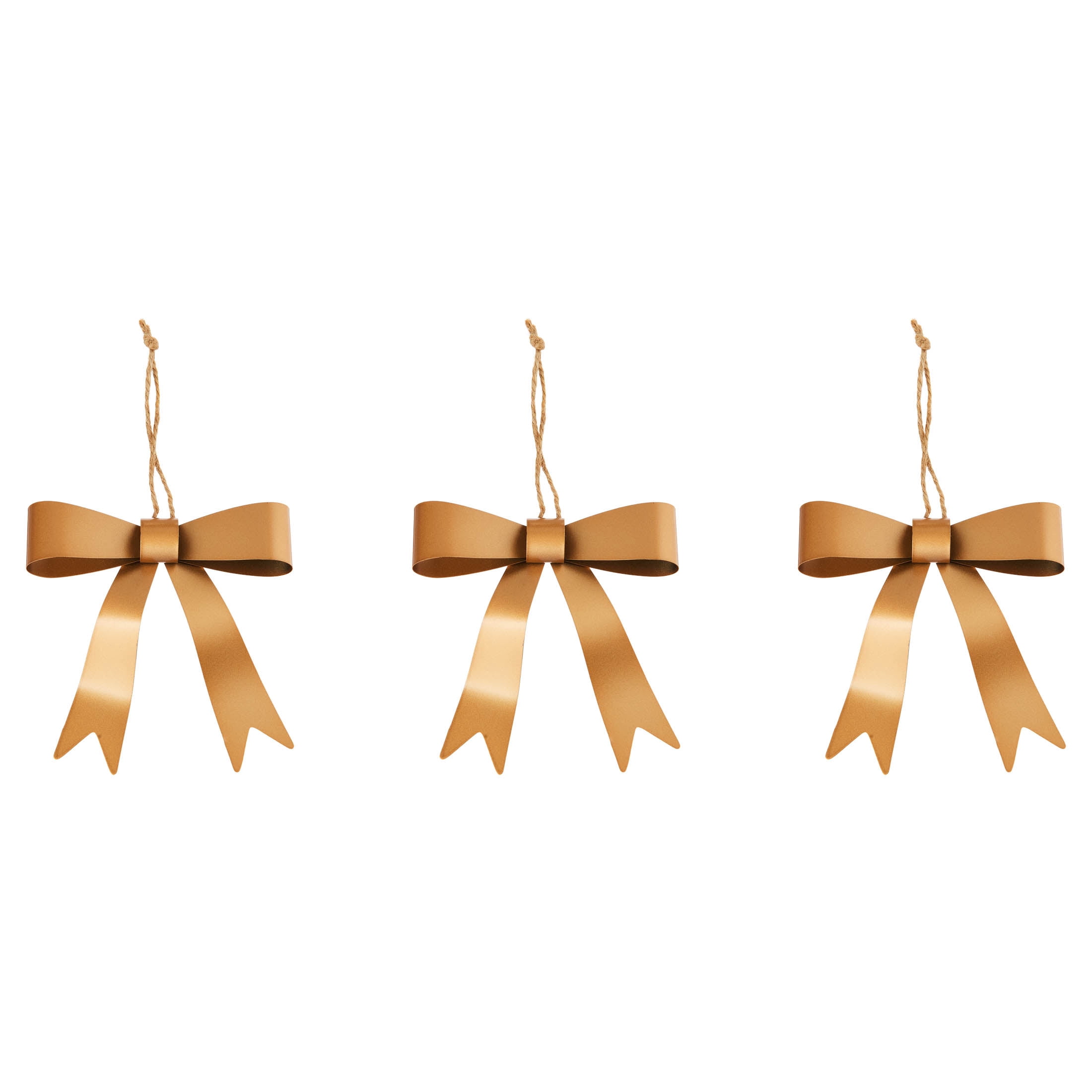 My Texas House 3-Count Gold Bow Christmas Ornaments, 4"