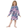 thumbnail image 6 of FORMRS Niños Bathrobe Unisex Hooded Robe Soft Plush Pajamas Sleepwear, Size 2-3T, Watercolor Pink Marble Pattern, 6 of 7
