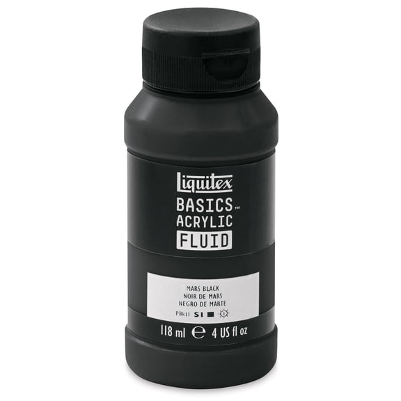 Liquitex BASICS Acrylic Fluid, 118 mL Bottle, Mars Black