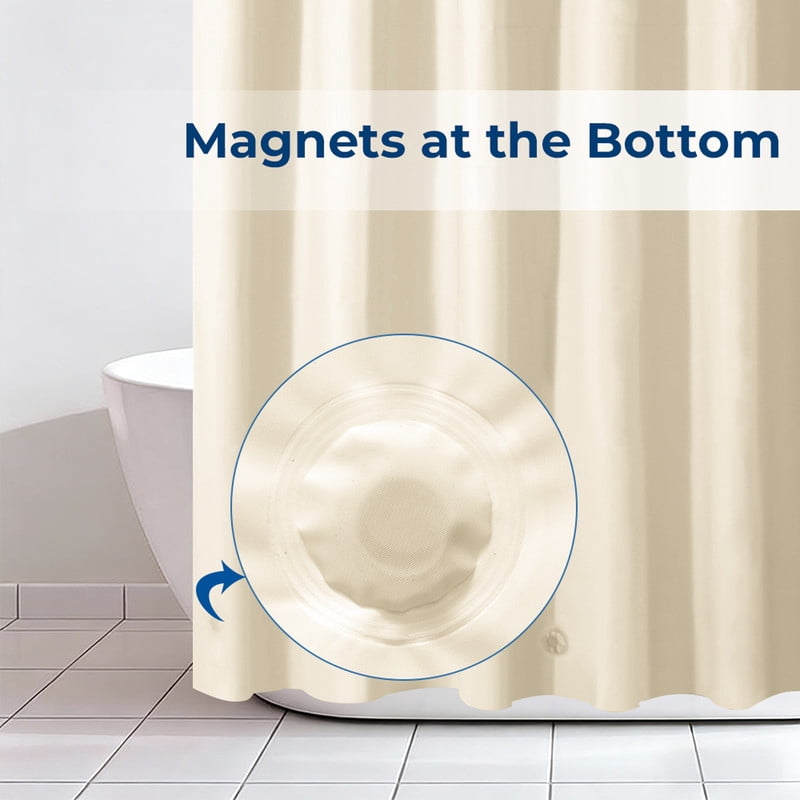 Yiannan Beige PEVA Shower Curtain Liner, Rustproof Grommets, Waterproof, 3 Magnets，72x84