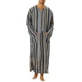 thumbnail image 1 of CAMISA DE NOCHE CHIC PARA HOMBRE Rayas de Manga Larga Cierre de Botón Dos Bolsillos Camisones L Azul Marino Gris, 1 of 4