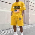 thumbnail image 2 of Homeyce Independence Day Mens Short Sets United States 250th Anniversary Shorts Sets Casual Short Sleeve Shirt and Shorts Set,Yellow L, 2 of 3