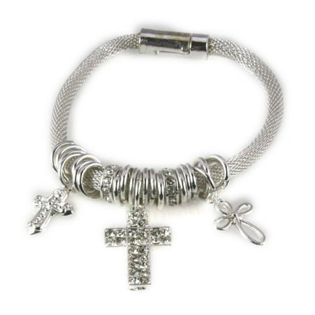 - Cross Charm Bracelet Magnetic Christian Jesus Religious Inspirational