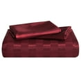 thumbnail image 2 of Ntbay 3-Pieces Queen Size Silky Satin Stripe Duvet Cover Set, Ultra Soft & Luxury Bedding Set with 1 Duvet Cover (No Comforter) & 2 Envelope Pillowcases (No Pillows), Wine Red, 2 of 5