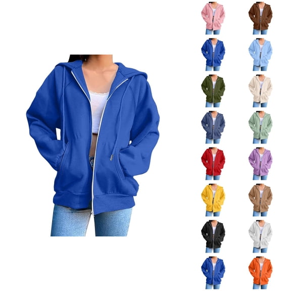 Women's Hoodie with Pockets Long Sleeve Casual Cardigan Sweatshirt Hoodie Cardigan Coat