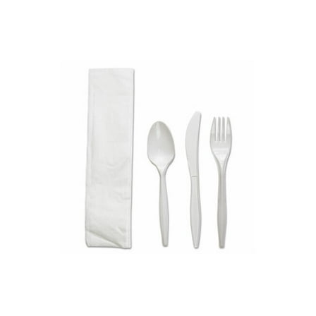 Cutlery Kit 4-Piece - All-in-One White Plastic Flatware Set with Plastic Handles