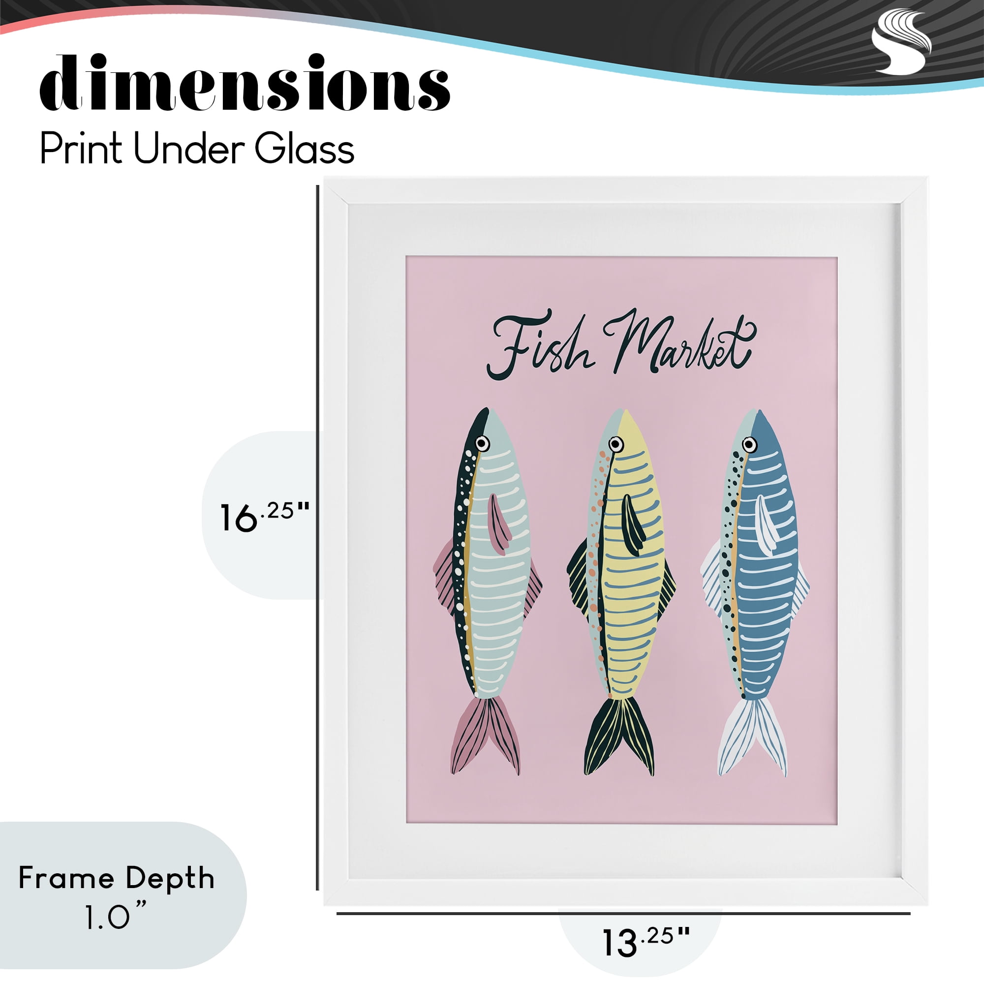 Stupell Industries Quirky Coastal Fish Market White Framed Print Under Glass, design by Hey Bre! Creative Studio