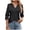 Black, variant on Women’S Eyelet Embroidered Notched V Neck T-Shirt, Ruffle Cuff 3/4 Sleeve Loose Fit Casual Top, Lightweight Polyester Spring Summer Daily Wear Blouse, 1 Piece, Sizes S Through XXL