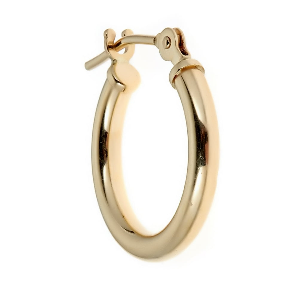 Ritastephens Men's Unisex 14k Real Yellow Gold Single Tubular Hoop