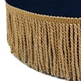 thumbnail image 3 of Yolanda Upholstered Round Accent Ottoman Navy Blue Velvet with Gold Trim, 3 of 10