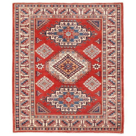 Pasargad Home 046709 Pasargad Home Kazak Collection Hand-Knotted Wool Area Rug- 4'11' X 5'11'