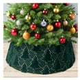 thumbnail image 6 of Pine Print Christmas Tree Collar - Velvet Christmas Tree Skirt, Christmas Decoration for Holiday - Blue, 6 of 15